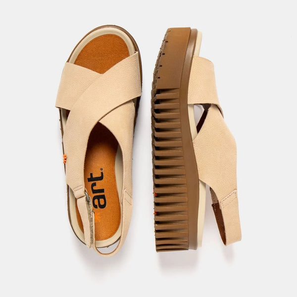 ART | 1574 Brighton Platform Sandal | Nubuck Cream-Caramel