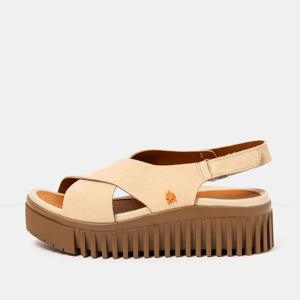 ART | 1574 Brighton Platform Sandal | Nubuck Cream-Caramel