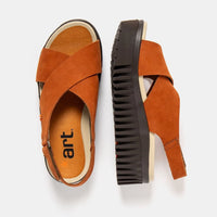 ART | 1574 Brighton Platform Sandal | Nubuck Orange/Brown
