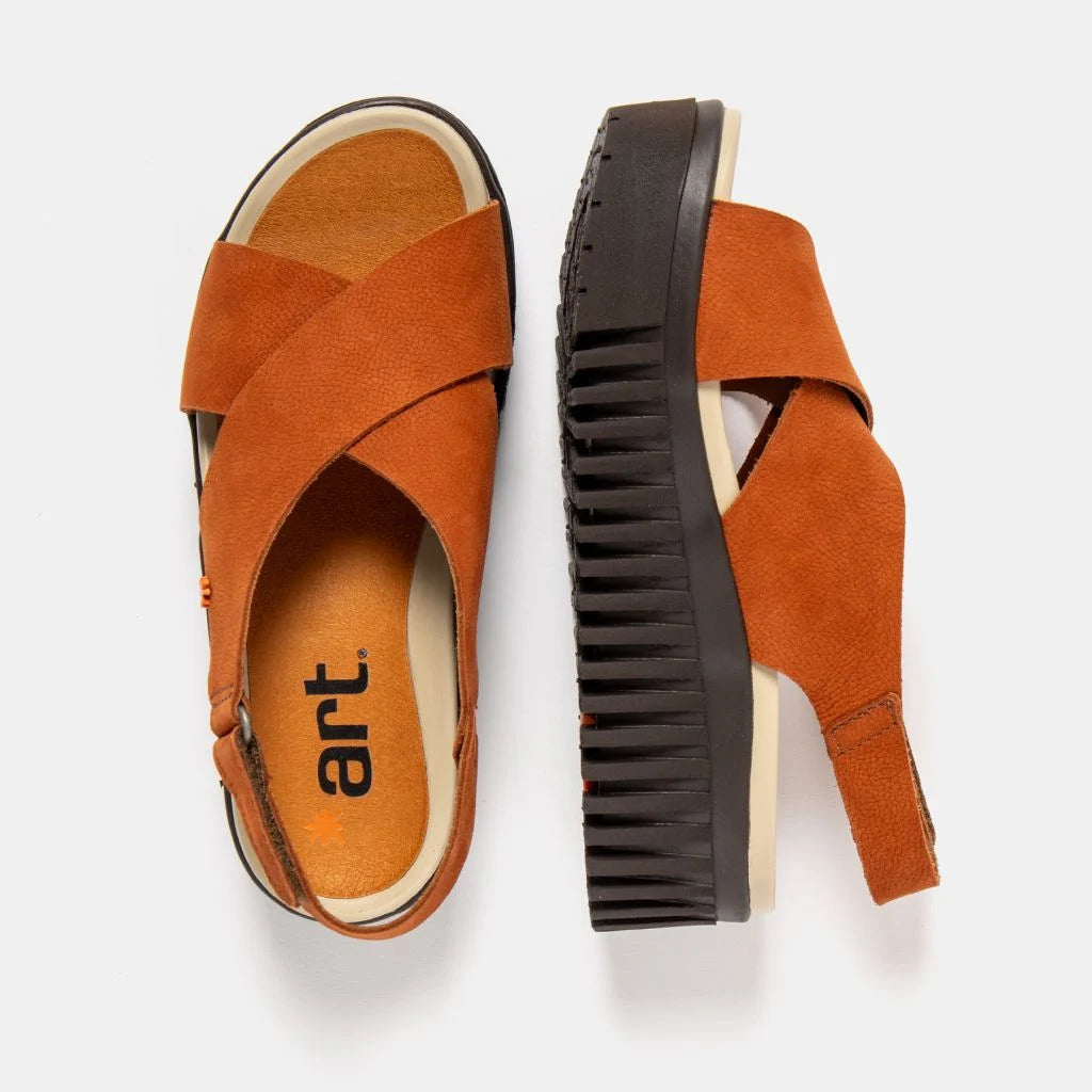 ART | 1574 Brighton Platform Sandal | Nubuck Orange/Brown