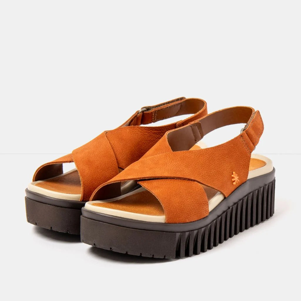 ART | 1574 Brighton Platform Sandal | Nubuck Orange/Brown