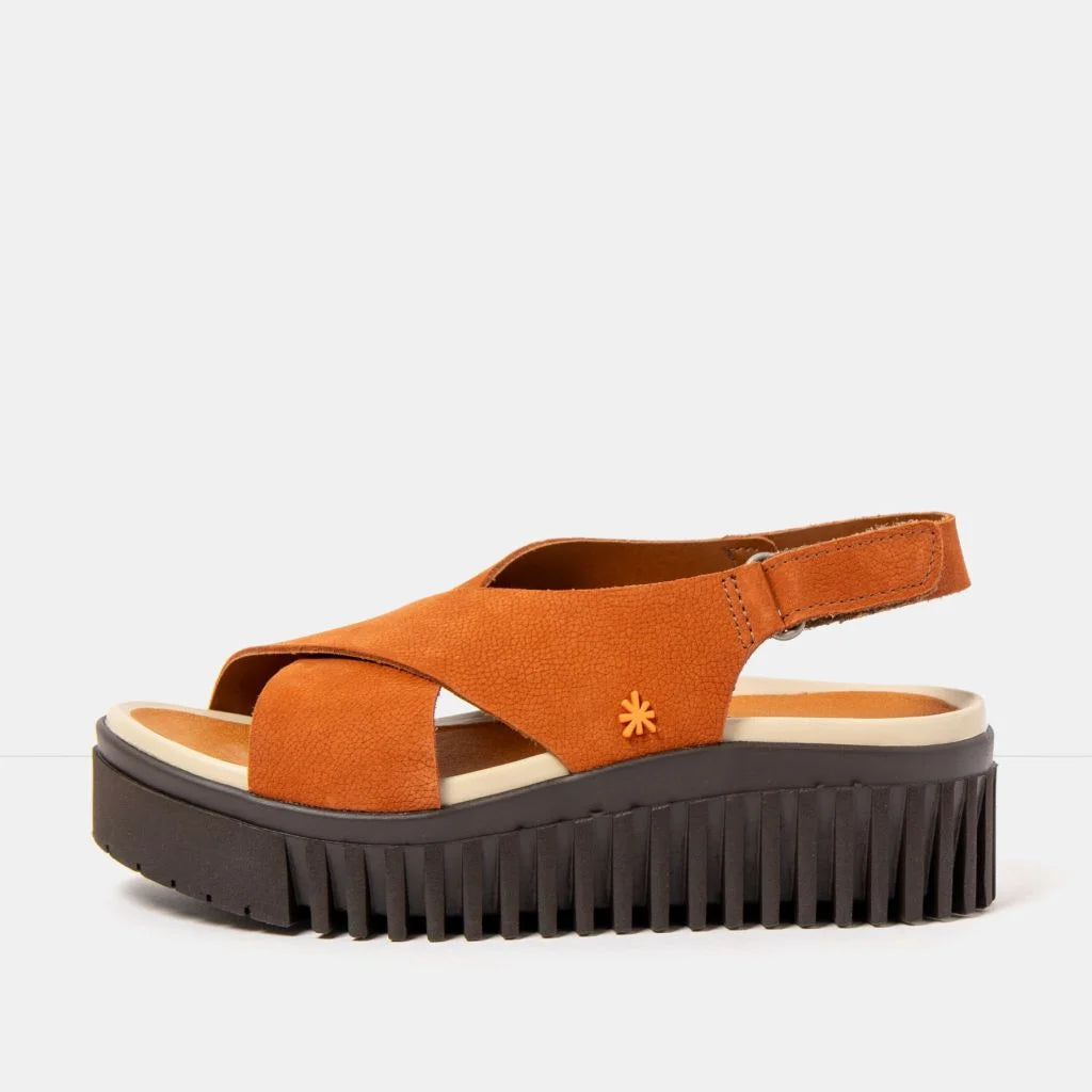 ART | 1574 Brighton Platform Sandal | Nubuck Orange/Brown