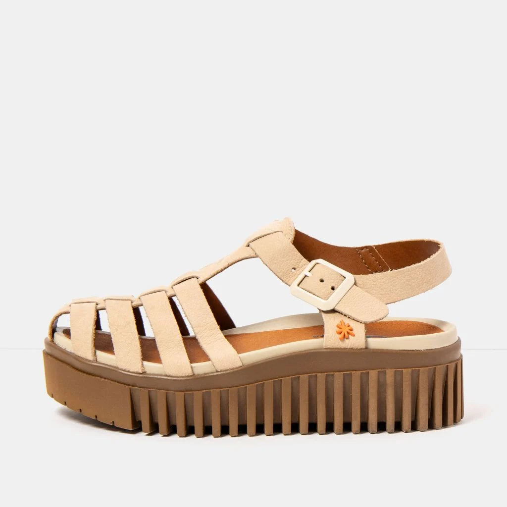 ART | 1575 Brighton Platform Gladiator Sandal | Nubuck Cream-Caramel