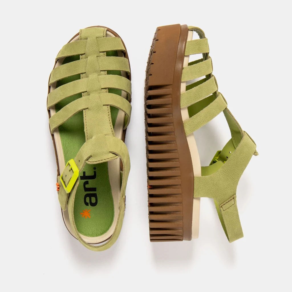 ART | 1575 Brighton Platform Gladiator Sandal | Nubuck Liken (Green)