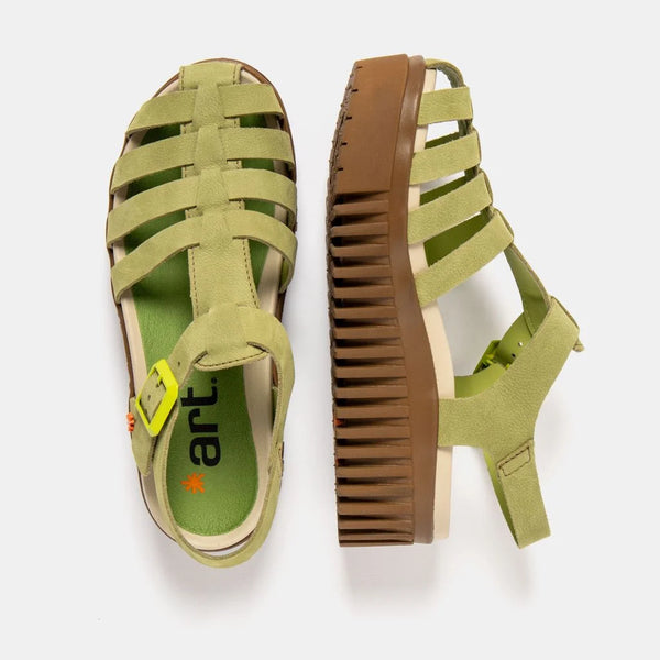 ART | 1575 Brighton Platform Gladiator Sandal | Nubuck Liken (Green)