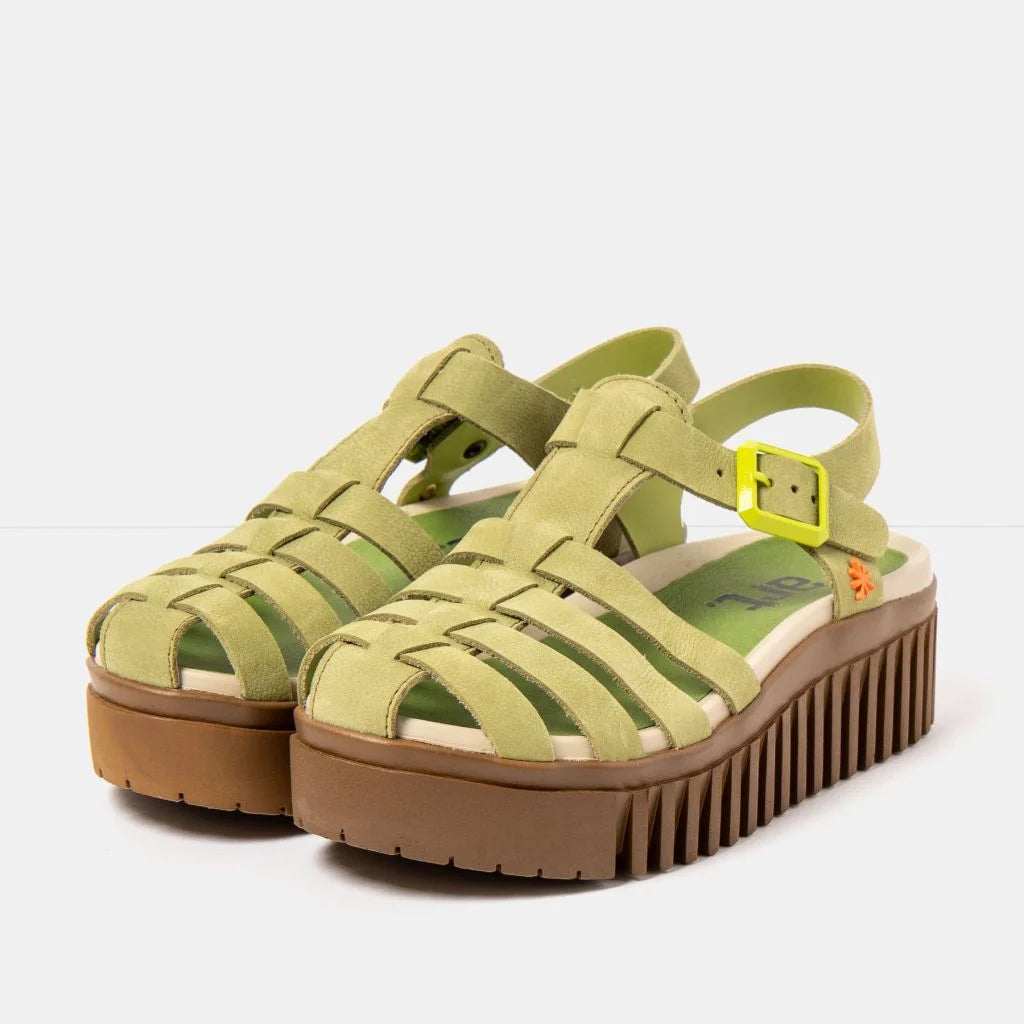 ART | 1575 Brighton Platform Gladiator Sandal | Nubuck Liken (Green)