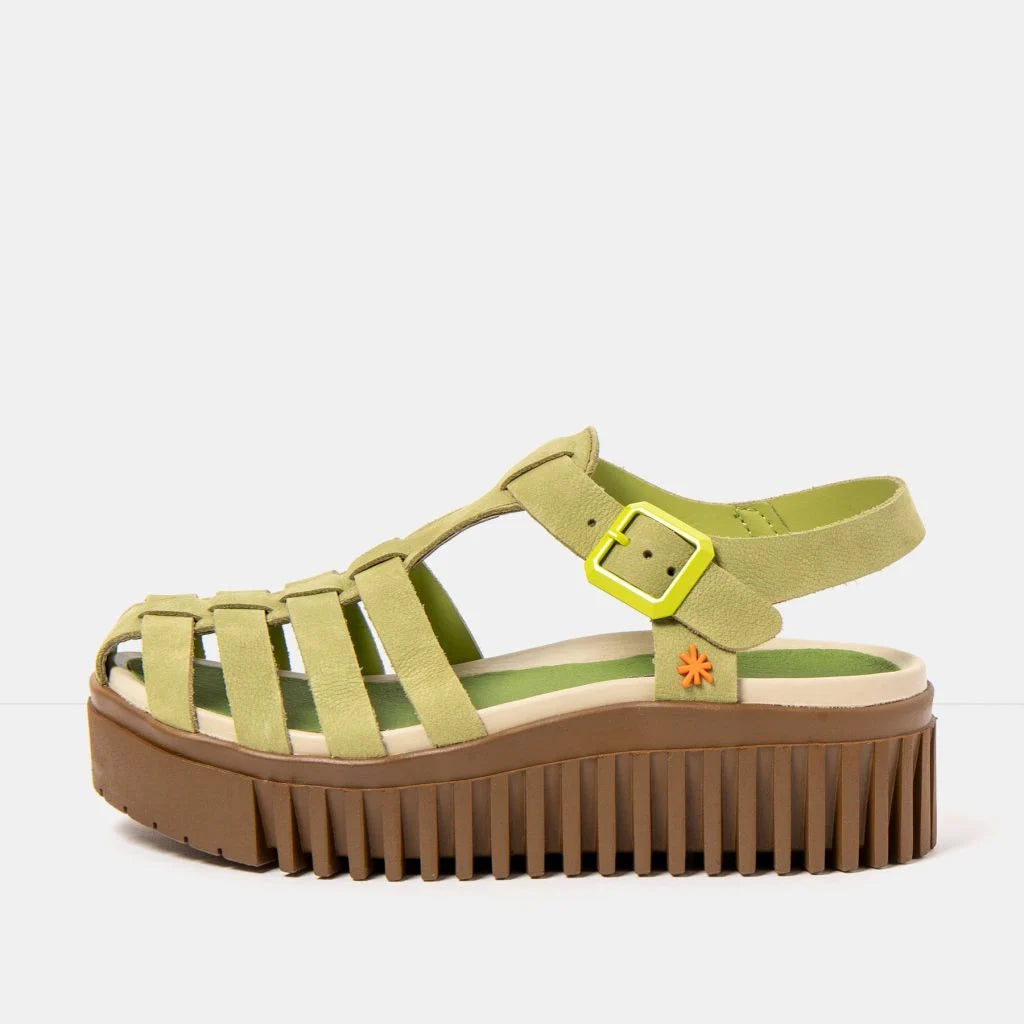 ART | 1575 Brighton Platform Gladiator Sandal | Nubuck Liken (Green)