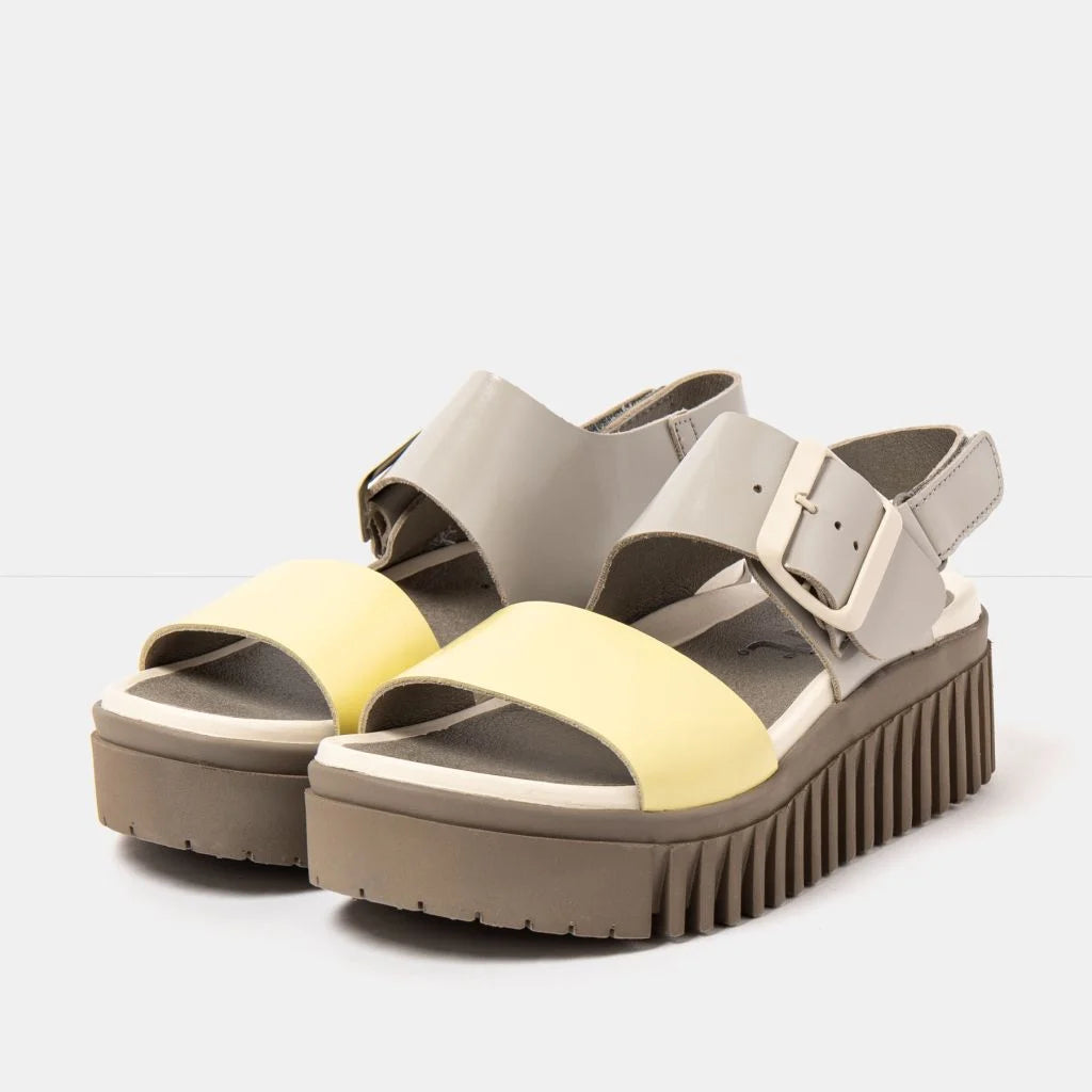 ART | 1578 Brighton Platform Sandal | Cinder/Pale Yellow