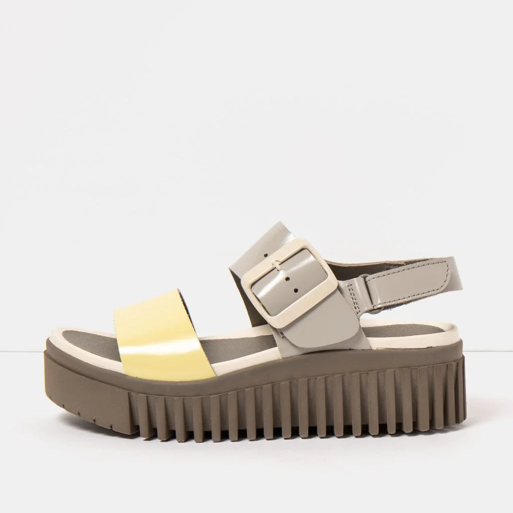 ART | 1578 Brighton Platform Sandal | Cinder/Pale Yellow