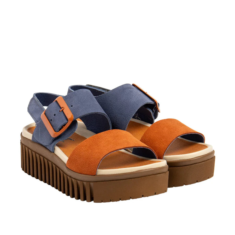 ART | 1578 Brighton Platform Sandal | Ocean/Dark Orange