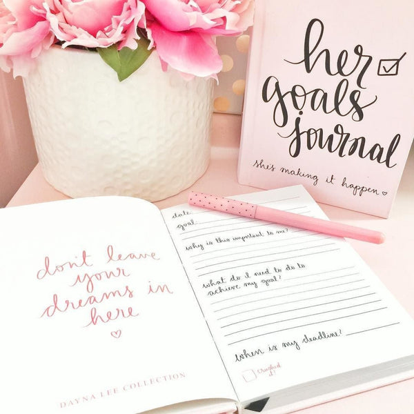 Eccolo | Her Goals Guided Hardcover Journal | Pink