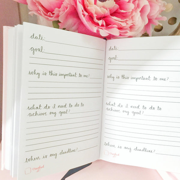 Eccolo | Her Goals Guided Hardcover Journal | Pink