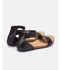 Yokono | Genova-400 | Flat Leather Sandal With Ankle Strap | Black
