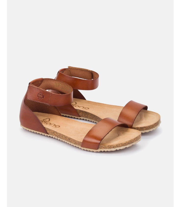 Yokono | Genova-400 | Flat Sandal with Ankle Strap | Tan