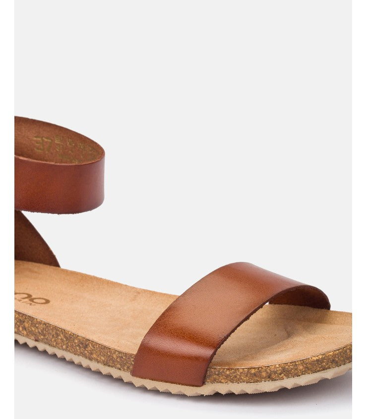 Yokono | Genova-400 | Flat Sandal with Ankle Strap | Tan