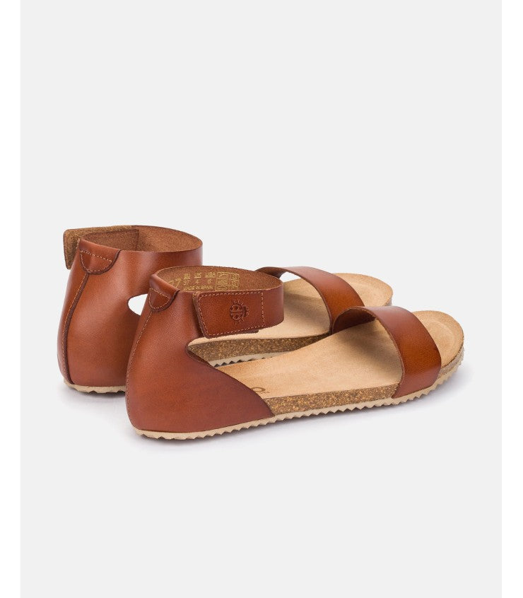 Yokono | Genova-400 | Flat Sandal with Ankle Strap | Tan