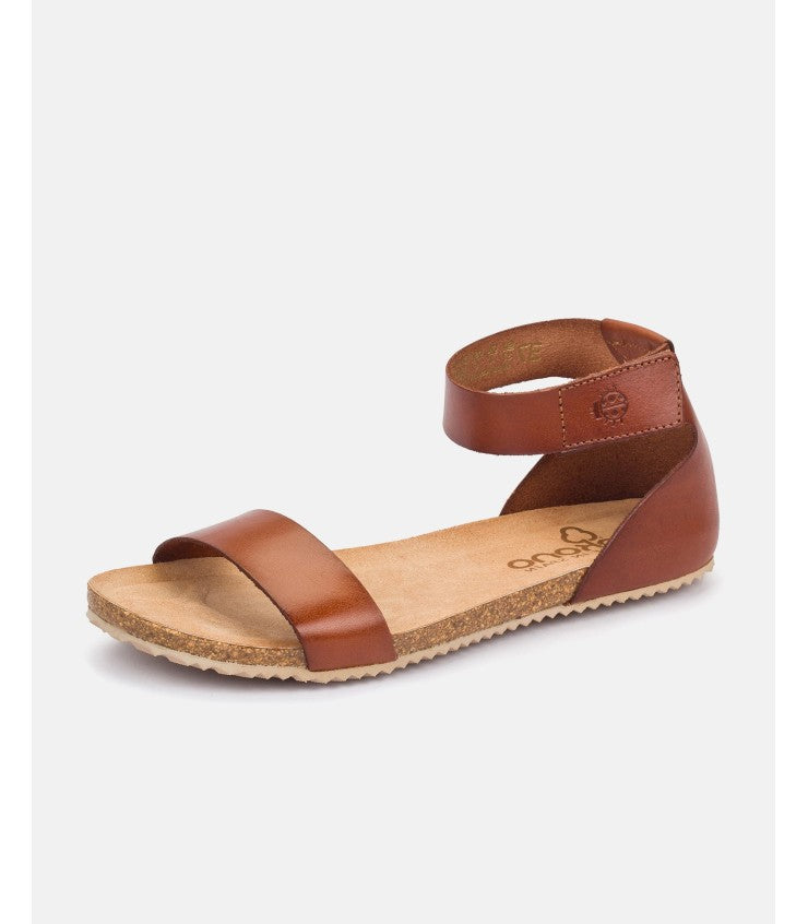Yokono | Genova-400 | Flat Sandal with Ankle Strap | Tan