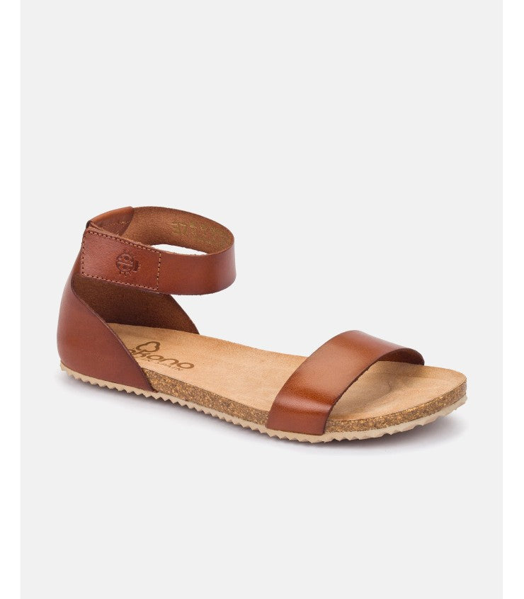 Yokono | Genova-400 | Flat Sandal with Ankle Strap | Tan