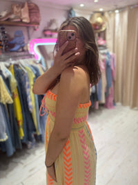 Geometric Print Boho Bandeau Dress | Yellow Multi