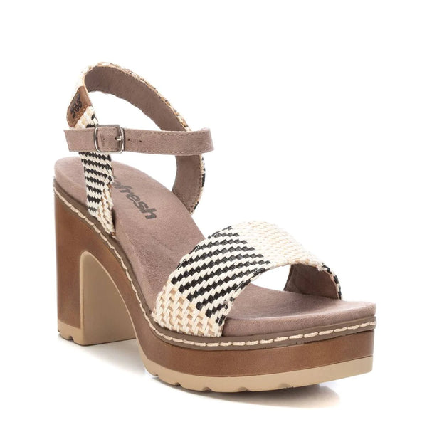 VEGAN Woven Platform Heel Sandal | 718000 | Taupe