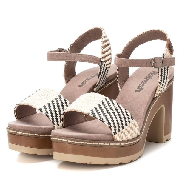 VEGAN Woven Platform Heel Sandal | 718000 | Taupe