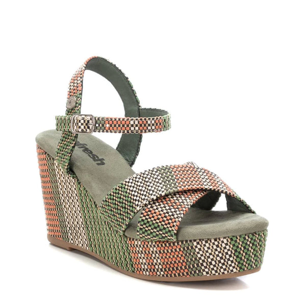 VEGAN Woven Platform Wedge Sandal | 718060 | Khaki