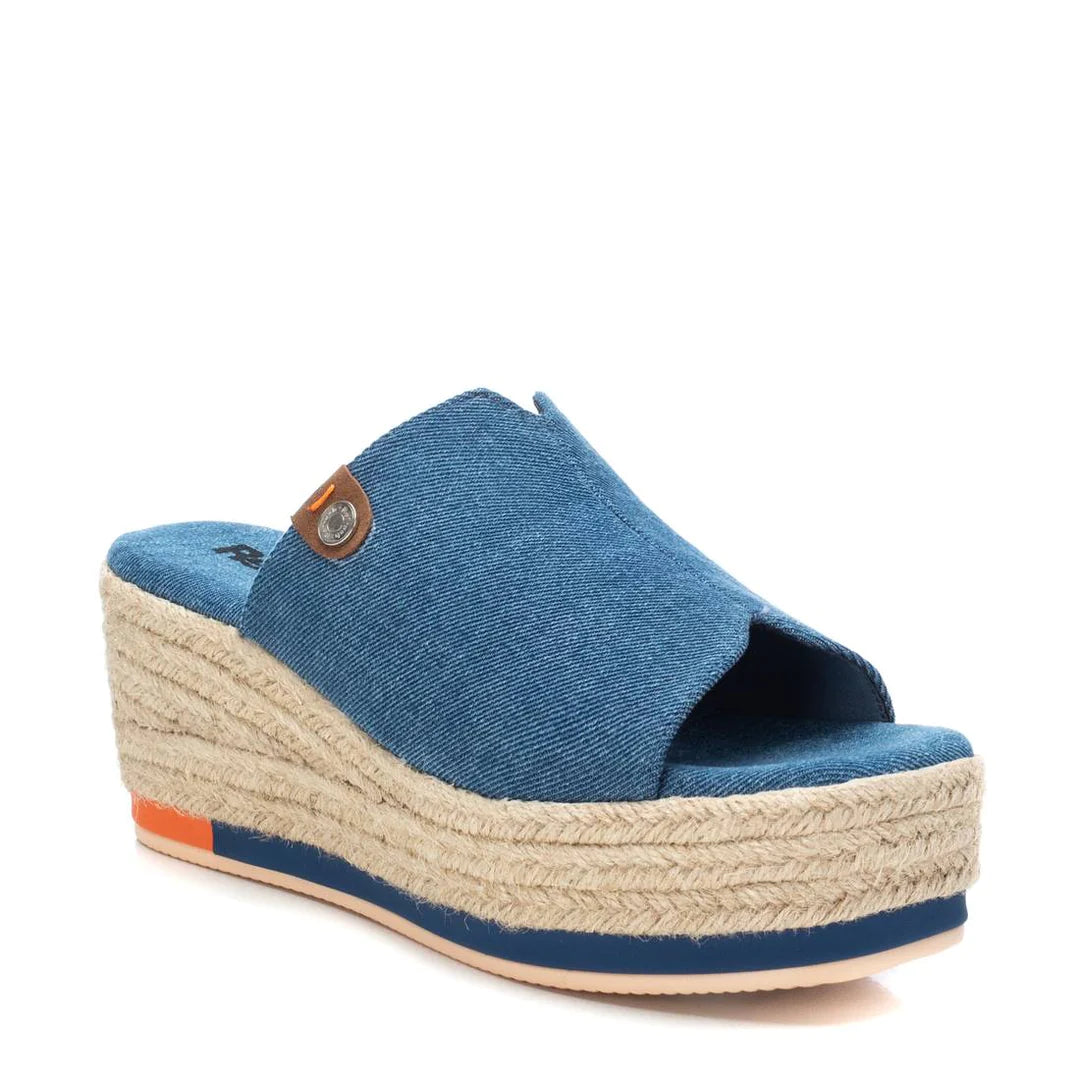 VEGAN Denim Platform Wedge Mule | 187302 | Blue