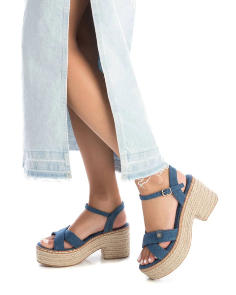 VEGAN Denim Platform Sandal | 193202 | Blue