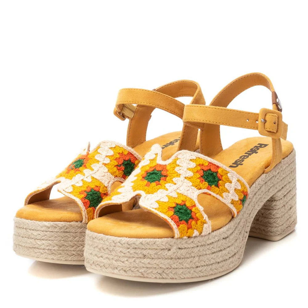 VEGAN Crochet Platform Sandal | 172636 | Yellow