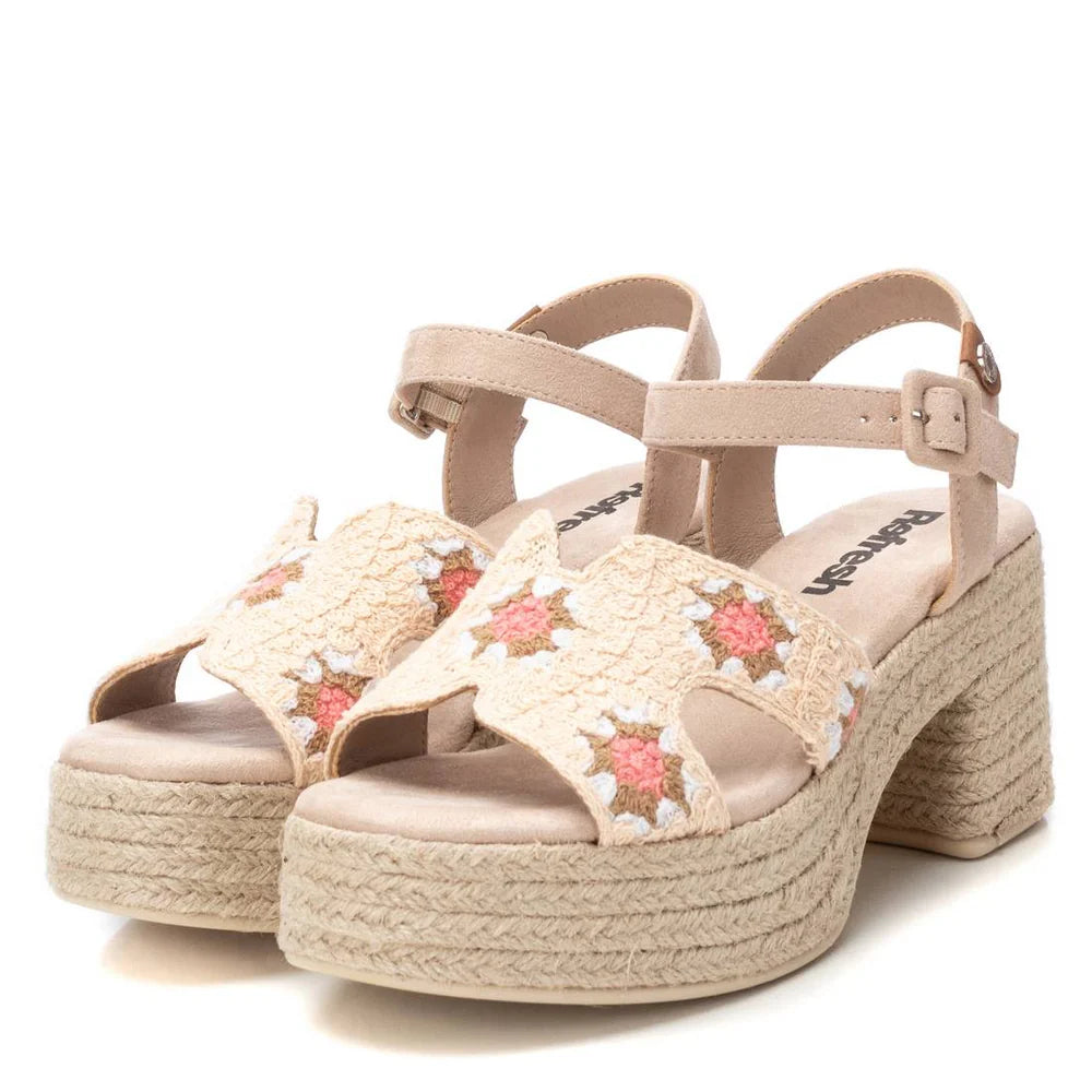 VEGAN Crochet Platform Sandal | 172636 | Cream Multi