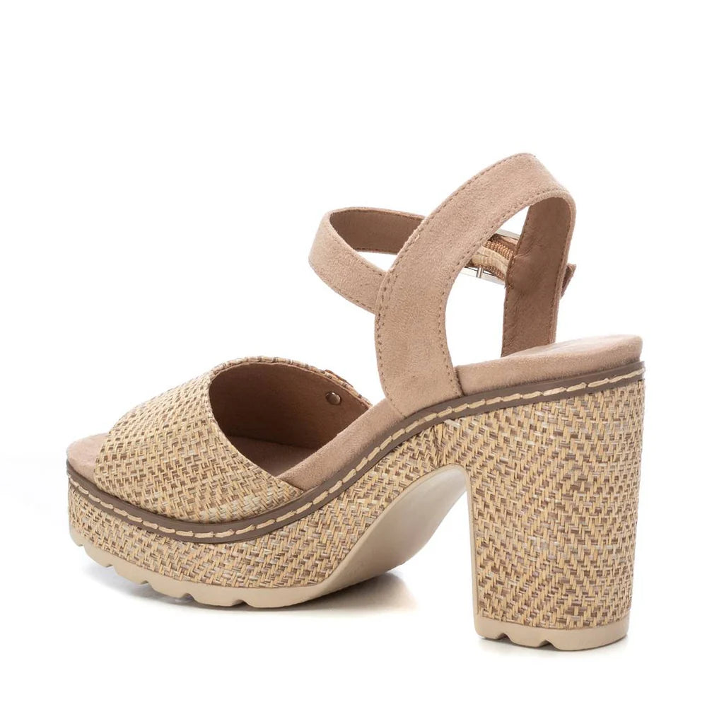 VEGAN Woven Platform Heeled Sandal | 172706 | Taupe