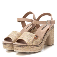 VEGAN Woven Platform Heeled Sandal | 172706 | Taupe