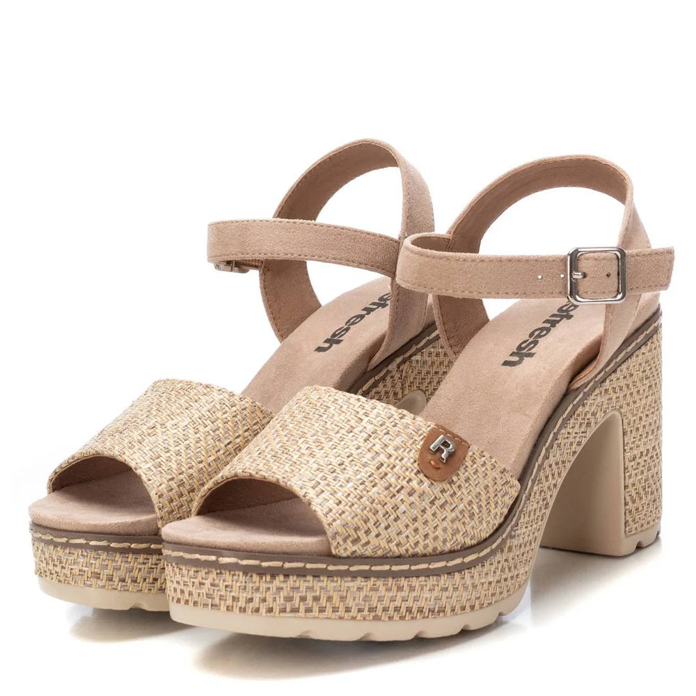 VEGAN Woven Platform Heeled Sandal | 172706 | Taupe