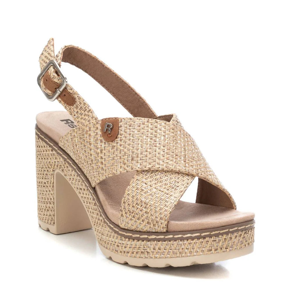 VEGAN Woven Cross Front Platform Sandal | 172707 | Taupe