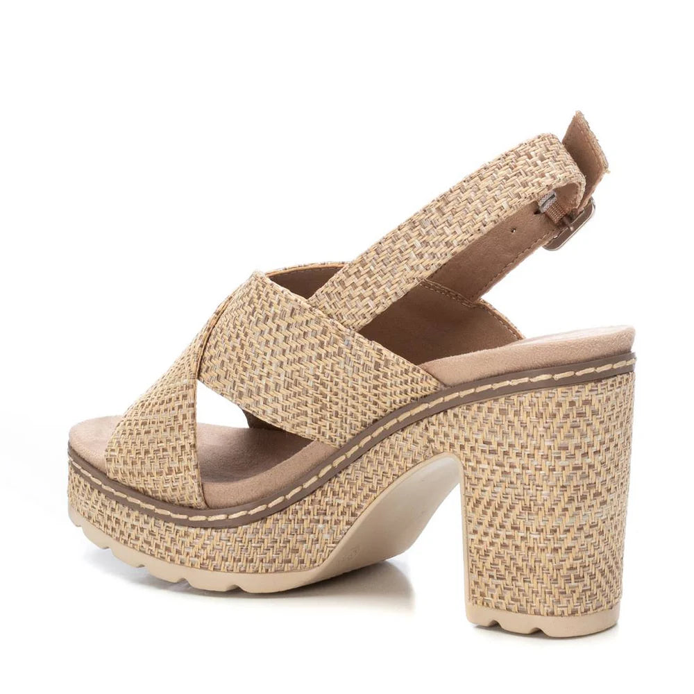 VEGAN Woven Cross Front Platform Sandal | 172707 | Taupe