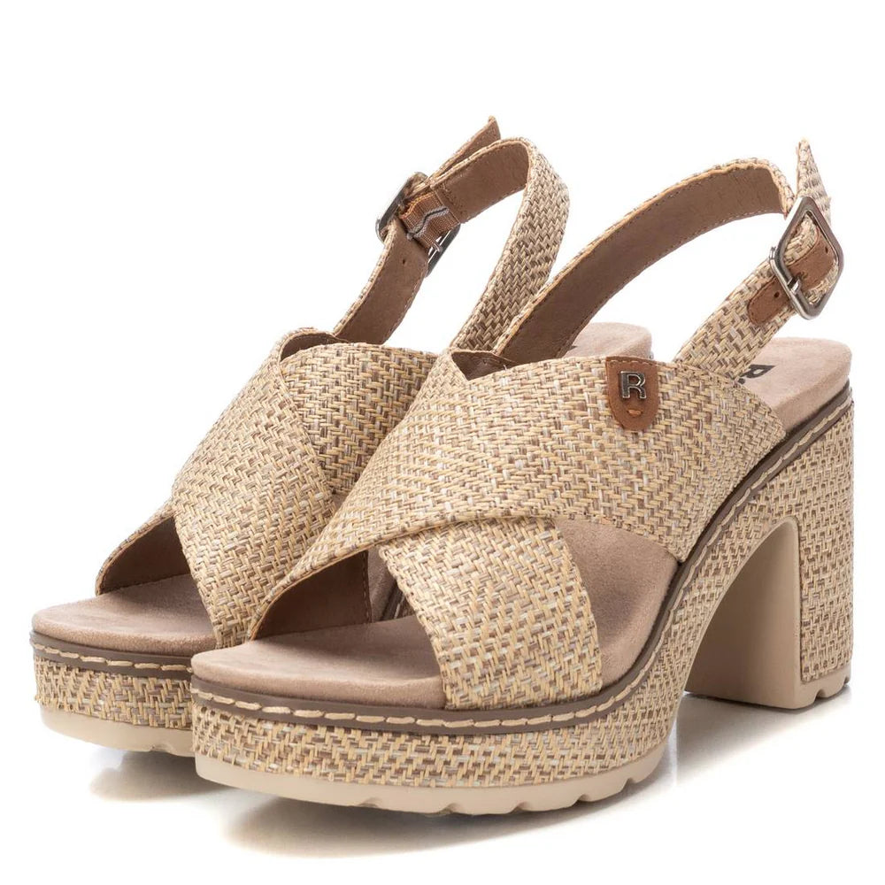VEGAN Woven Cross Front Platform Sandal | 172707 | Taupe
