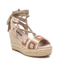 VEGAN Crochet Wedge Espadrille | Cream Multi