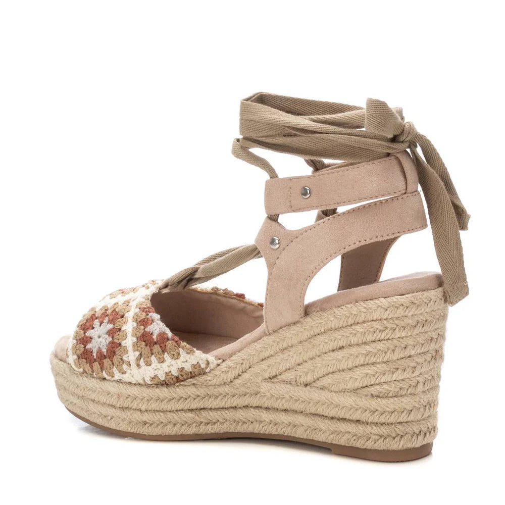 VEGAN Crochet Wedge Espadrille | Cream Multi