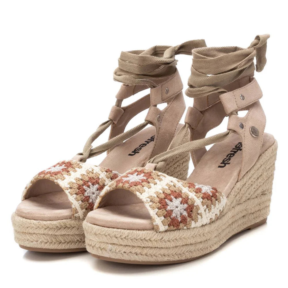 VEGAN Crochet Wedge Espadrille | Cream Multi