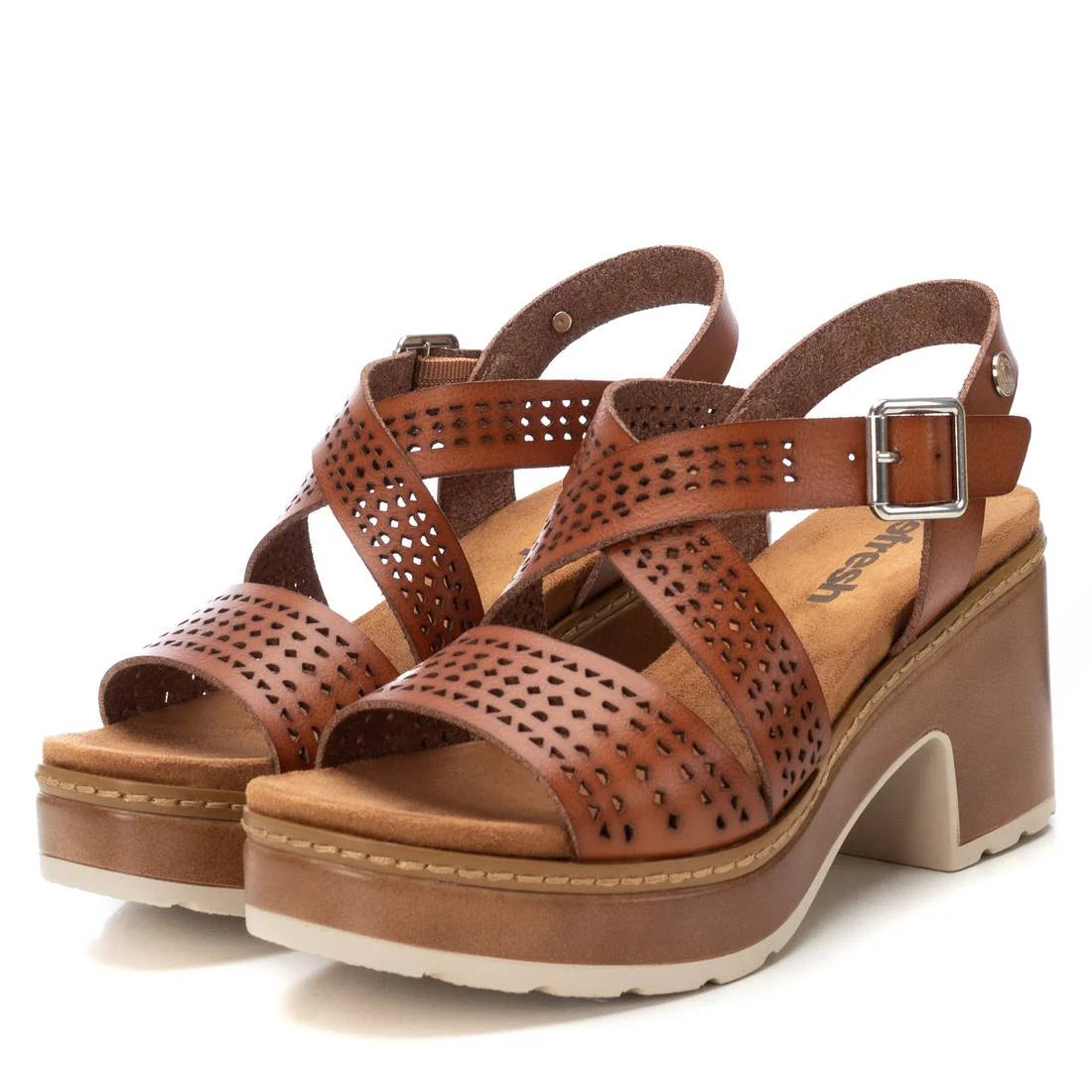 VEGAN Platform Block Heel Sandal | 172847 | Tan