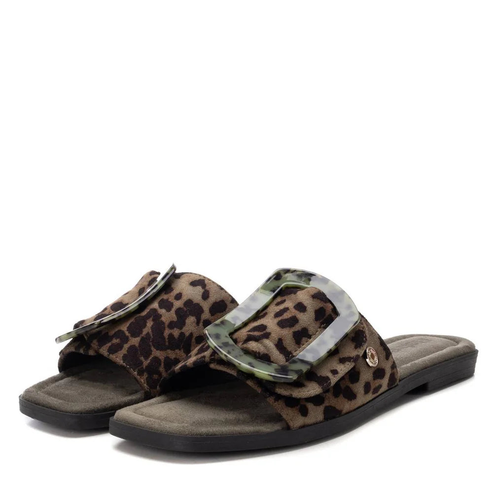 Leopard Slip On Sandal | 17314002 | Khaki