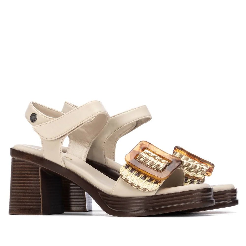 VEGAN Retro 70s Heeled Sandal | 175027 | Beige