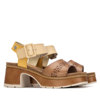 VEGAN Platform Heeled Sandal | 175240 | Taupe/Mustard