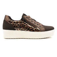 Brenda Leopard Metallic Trainer | Brown