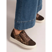Brenda Leopard Metallic Trainer | Brown
