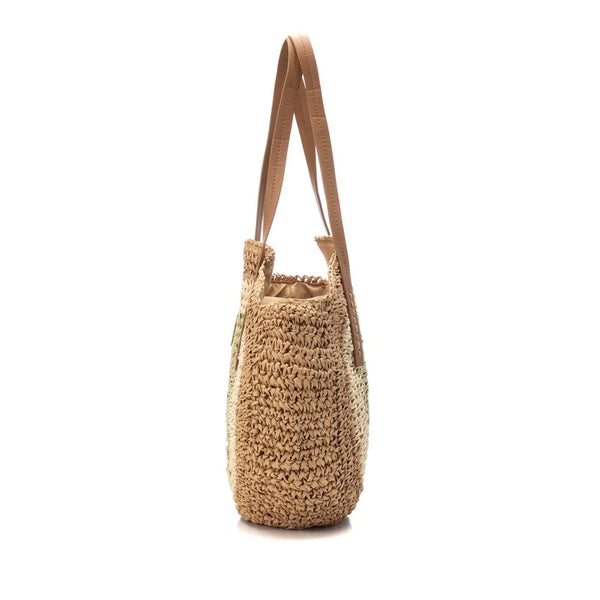 VEGAN Round Raffia Bag | Beige Multi