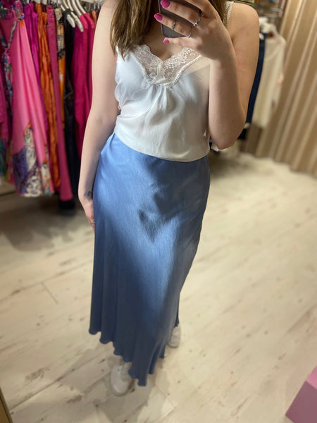 Aurora Satin Skirt | Pale Blue