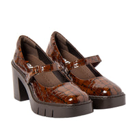 ART | 1977 Berna Retro Platform Mary Jane Shoes | Tan Croc