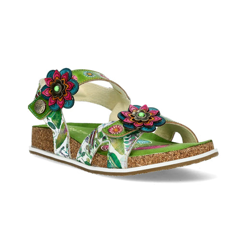 Laura Vita | Brcyano 12 Floral Sandal | Green