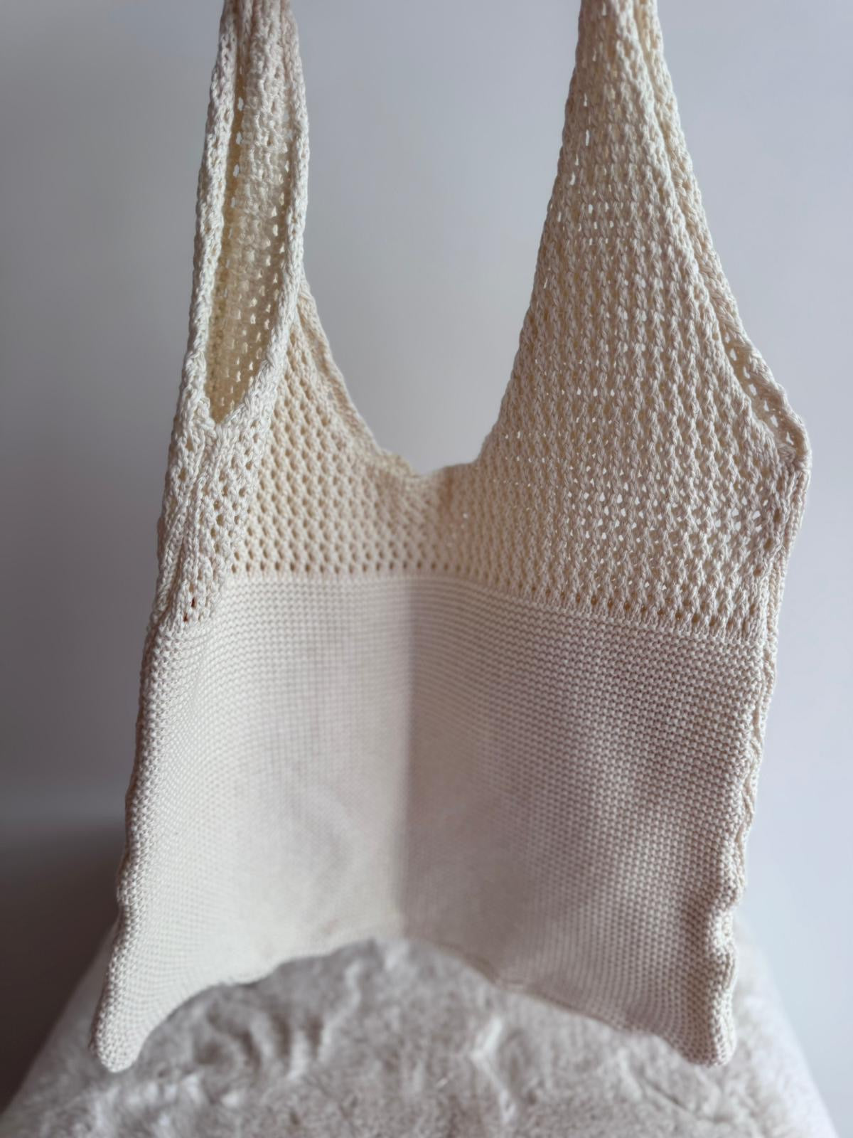 Bisou Bisou Knitted Shoulder Bag | Cream/Taupe